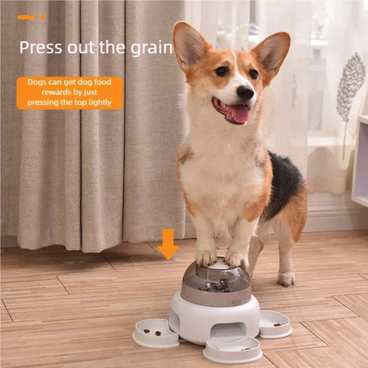 Three bowls of pet food dispenser, automatic press feeder, slow food dispenser, fun pet food utensils Merit Sell