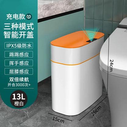Large Capacity Smart Home Intelligent Induction Trash Can with Automatic Opening Lid for Household Toilet