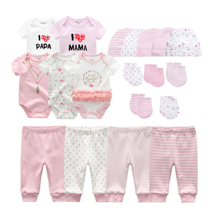 Kiddiezoom Baby Clothing Sets Newborn Boy Girl Infant Bodysuits+Pants+Hats+Gloves/Bibs Unisex  Clothes Bebes