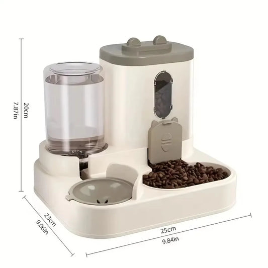 2 in 1 Automatic Pet Feeder and Water Dispenser Set Large Gravity Food Feeder Waterer for Small and Medium Cats Dogs