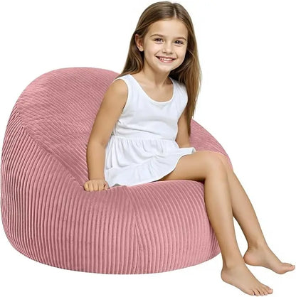 COMAX Bean Bag Chair for Kids, Stuffed Toddler Couch for Boys and Girls, Corduroy Lazy Sofa Filler with Shredded Sponge Accent C