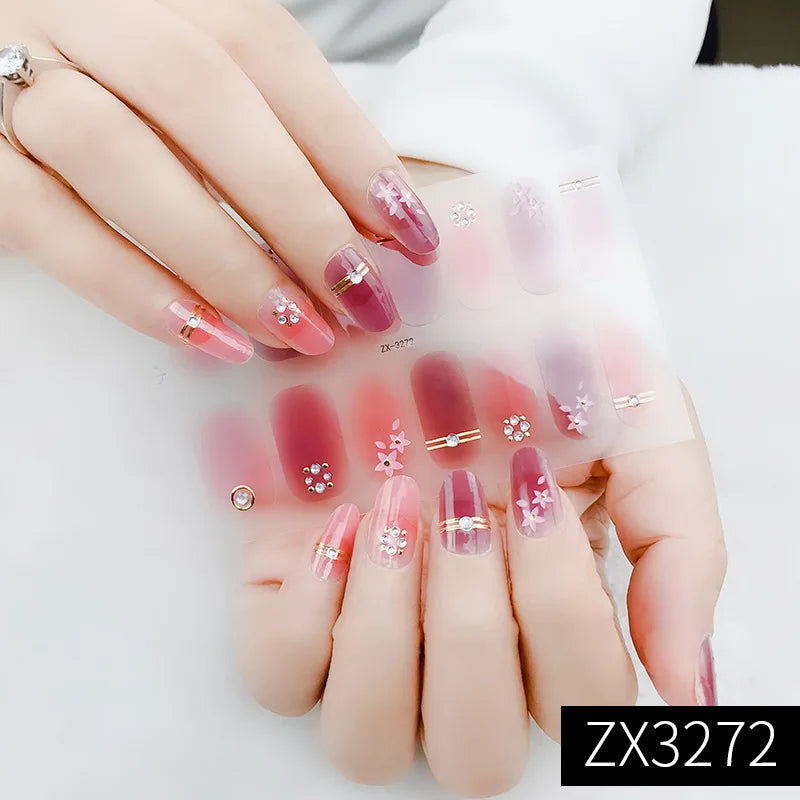 3D Waterproof Nail Art Stickers Self-Adhesive Fashion Colorful Manicure Decal UV LED Lamp Need Gel Nail Decals Nail Decoration