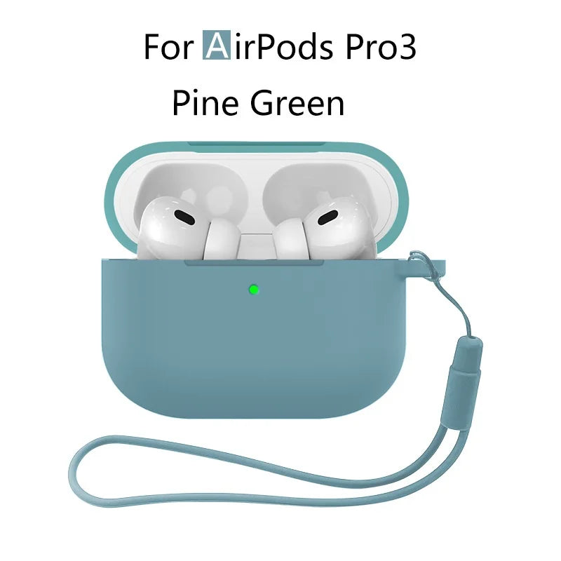 For AirPods Pro 3 2025 Case Silicone Protector for airpods Pro Front LED Visible Pro 2 Case cover with Lanyard for airpods pro 2
