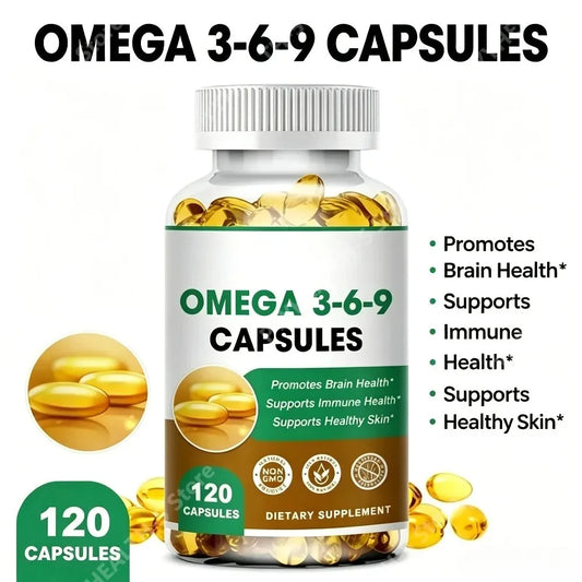 Plant-Based Omega 3-6-9 Softgels Natural Dietary Supplement Supports Skin, Eye & Overall Health 100% Vegan Sourced 120 Softgels