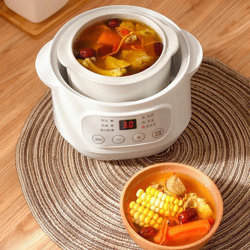 200W Electric Slow Cooker Food Steamer Stew Cup Multicooker Ceramic Pot Cubilose Stew Pregnant Tonic Baby Supplement Food Warmer