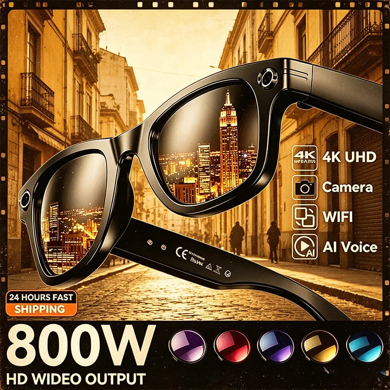 4K 200W Camera AI Glasses Color-Changing Smart Translation Glasses Photo Video Recording Waterproof Call Smart Sunglasses