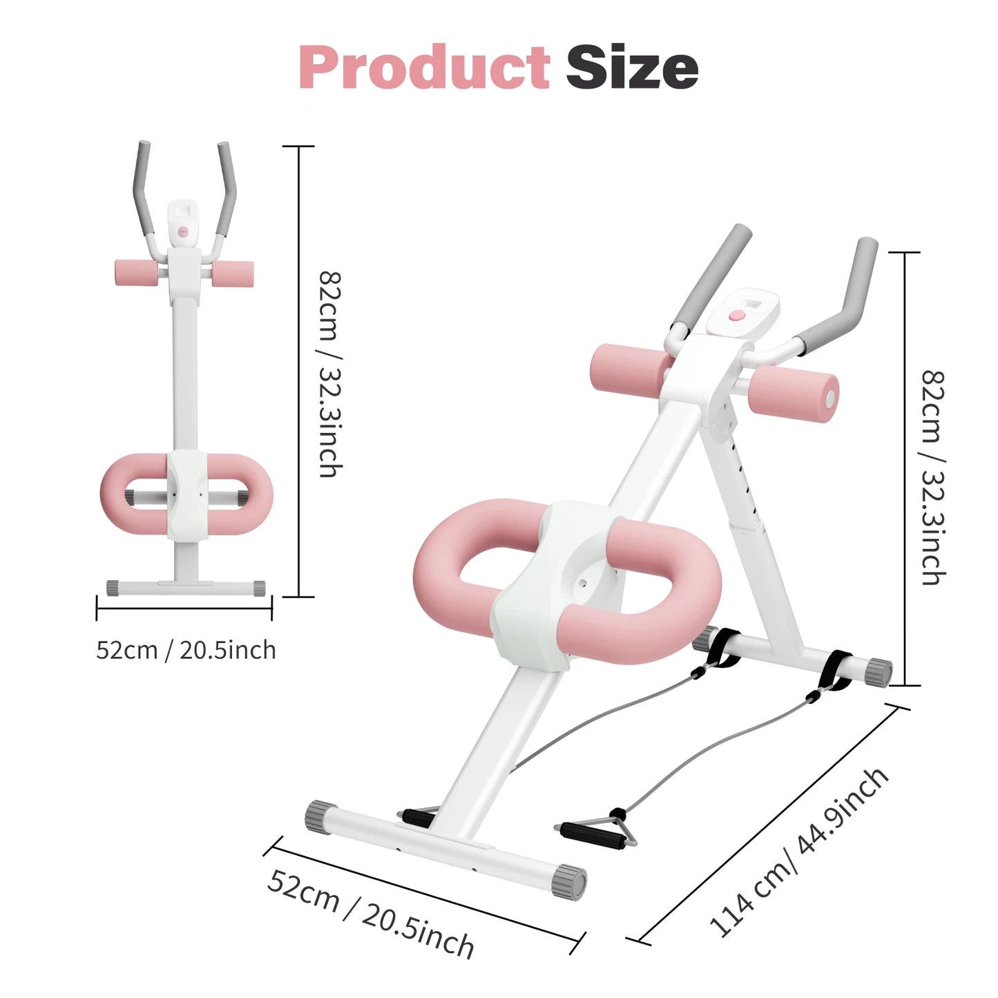 Abdominal Crunch Machine AB Workout Trainers Foldable Full Body Fitness Equipment with Knee & Back Resistance Bands For Home Gym