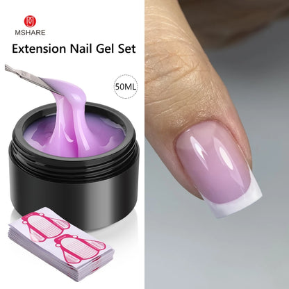 MSHARE 50ML Self Leveling Extension Nail Gel Set UV Led Construction Gel For Manicure Extend French Nail Art Build Nail