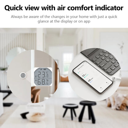 IMOU temperature humidity sensor wall-mounted in home, compact smart home security device