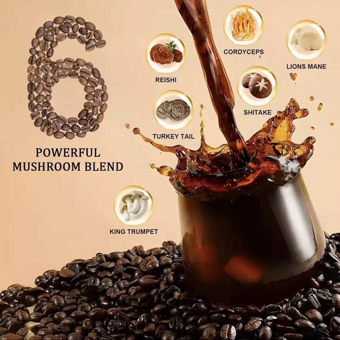 Organic Mushroom Matcha & Coffee, 2000mg Adaptogenic Blends, USDA Certified, Made in USA for Energy & Focus