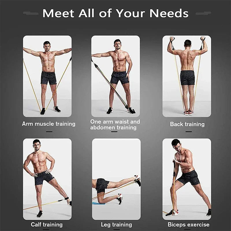 Strength Training Wrapped Resistance Band Set Elastic Fitness Equipment Sports Belt Rods for Home Gym