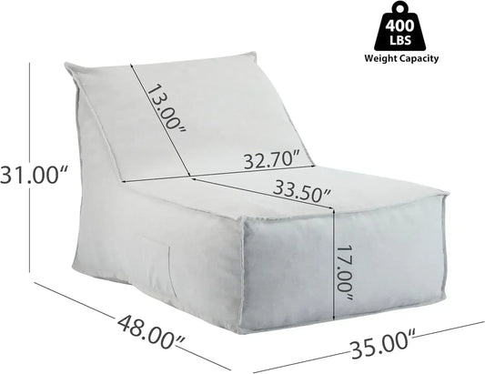 Outdoor Bean Bag Chairs Set of 2, 48" Lounger Chair for Adults Bean Bag Couch Sofa with Memory Foam Filled for Patio Pool Balcon - Merit Sell