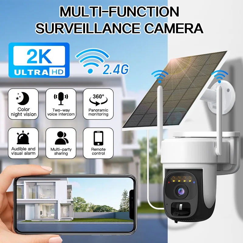 SZSINOCAM Wireless Solar-Powered Camera Single-Lens WiFi Pan-Tilt Camera Outdoor Video Surveillance Camera with Built-in Battery