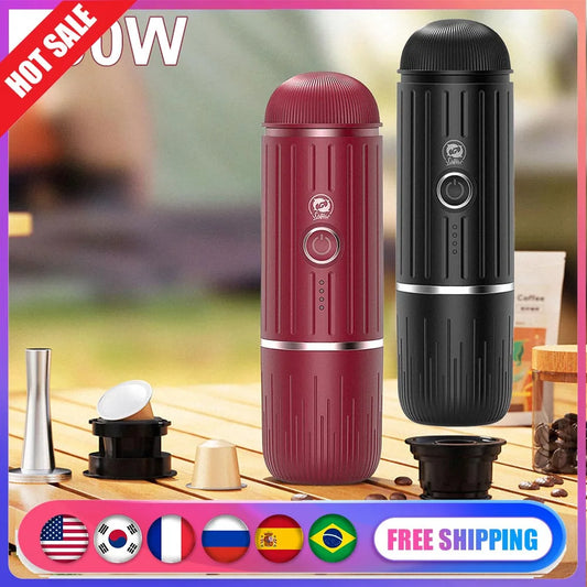 Portable Coffee Maker Electric Espresso Machine Compatible with Capsule & Ground Coffee Capsules Coffee Maker 2 In 1 for Hiking