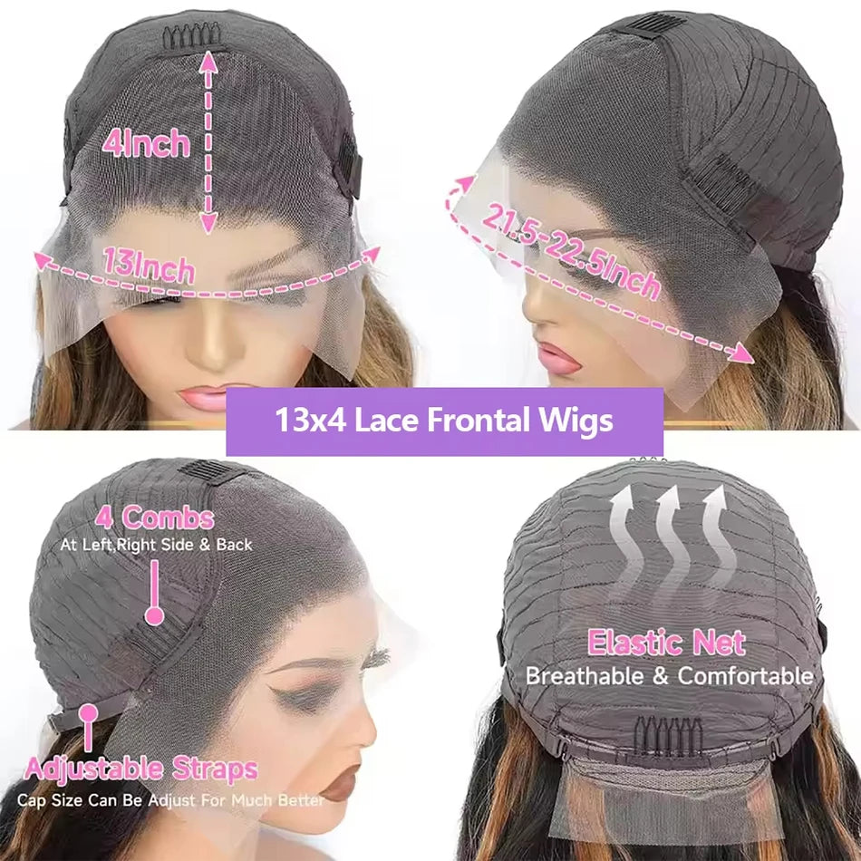 Straight 250 Density Real Full Lace Human Hair Wig Brazilian Pre Plucked 360 HD Full Lace Invisible Strap Snug Fit Wig For Women