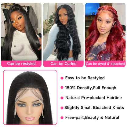250 Density Bone Transparent Straight Human Hair Wigs Preplucking 38 Inch Straight Hd Lace Frontal Wig 13x6 Brazilian Human Hair