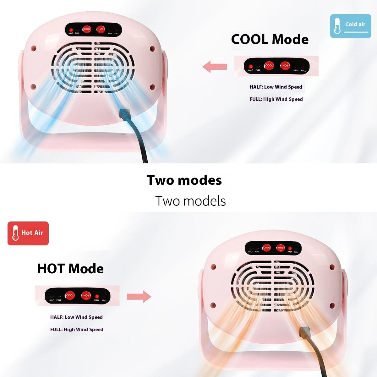 Nail Dryer Machine Quick-Dry Nail Portable Nail Dryer with 180° Rotation Hot-and-Cold Blower for Hand Foot Care
