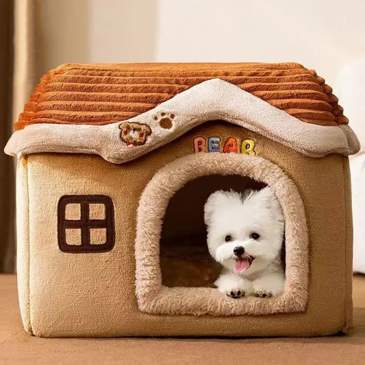 Cute Pet House with Foldable Soft Pet Bed Detachable Washable Pet Castle Suitable for Small Medium-sized Dogs and Cat Cave Nests Merit Sell