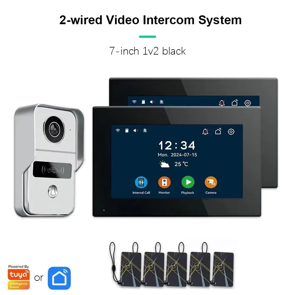 ANJIELO Smart Wifi 2-line intercom video Doorbell System 7/10-inch monitor 1080P doorbell camera Video doorbell Cartuya unlock