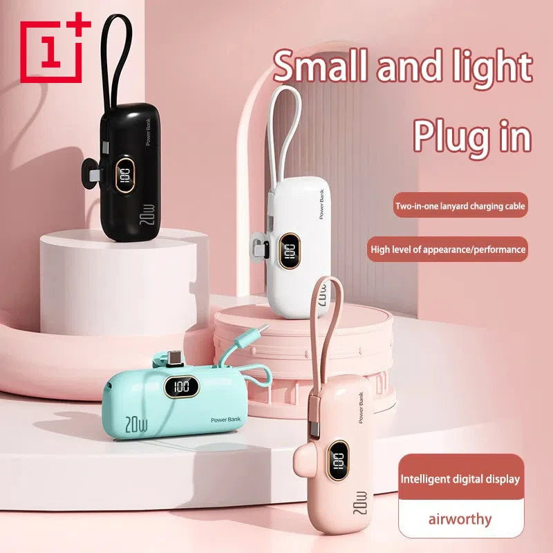 OnePlus 30000mAh Mini Portable Power Bank Capsule Mobile Power Supply Emergency External Battery Fast Charger Type-c For iPhone