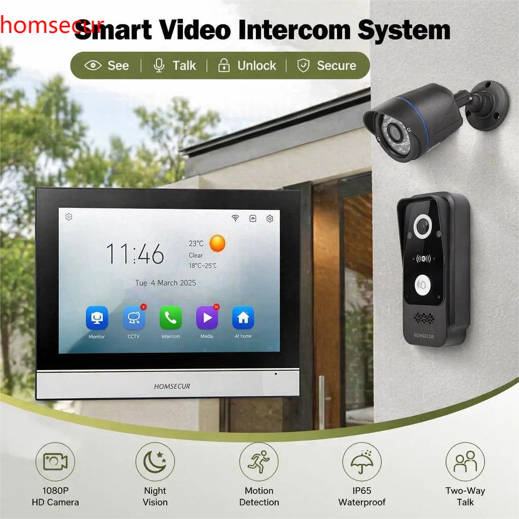 HOMSECUR 10in WiFi Video Intercom RFID Doorbell Camera 1080P Tuya APP Smart Door Phone Touch Screen Wireless No Monthly Fee