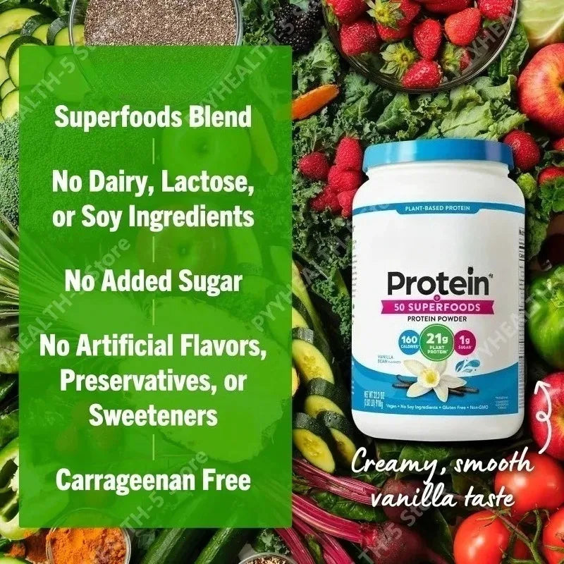 Vegan Protein Powder, 21g Plant Based Protein, 8g Prebiotic Fiber, No Lactose Support Daily Nutritional Health 2.02 Lb