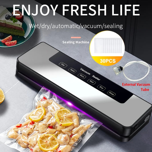 65Kpa Food Vacuum Sealer Machine with 20 Free Bags, Stainless Steel 6-in-1 Sealing, Dry/Wet Mode for Food Storage, Grey Merit Sell