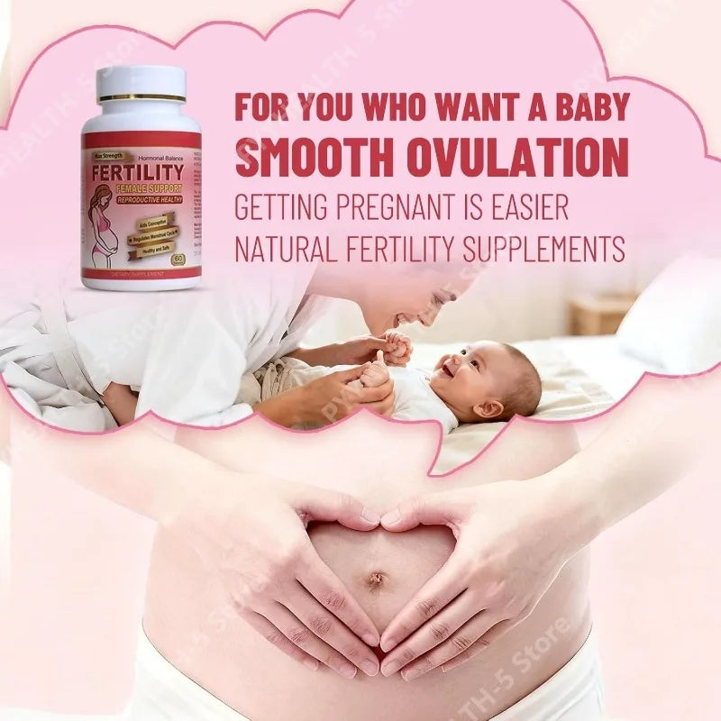 Fertility Tablets for Women, Female Prenatal Vitamin Supplements, Support Ovulation & Conception, 60 Count Daily Routine