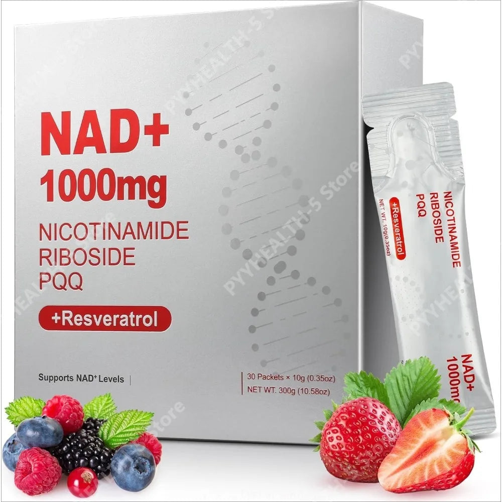 NAD+ Liquid Supplement, 1000mg High-Potency with Resveratrol PQQ, Support Cellular Energy, Focus 30 PCS