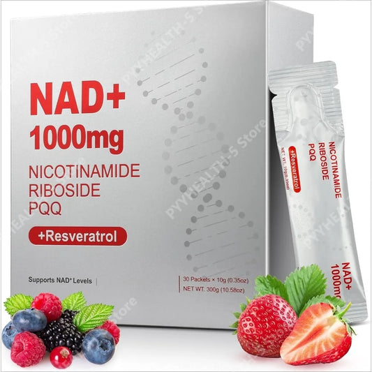 NAD+ Liquid Supplement, 1000mg High-Potency with Resveratrol PQQ, Support Cellular Energy, Focus 30 PCS