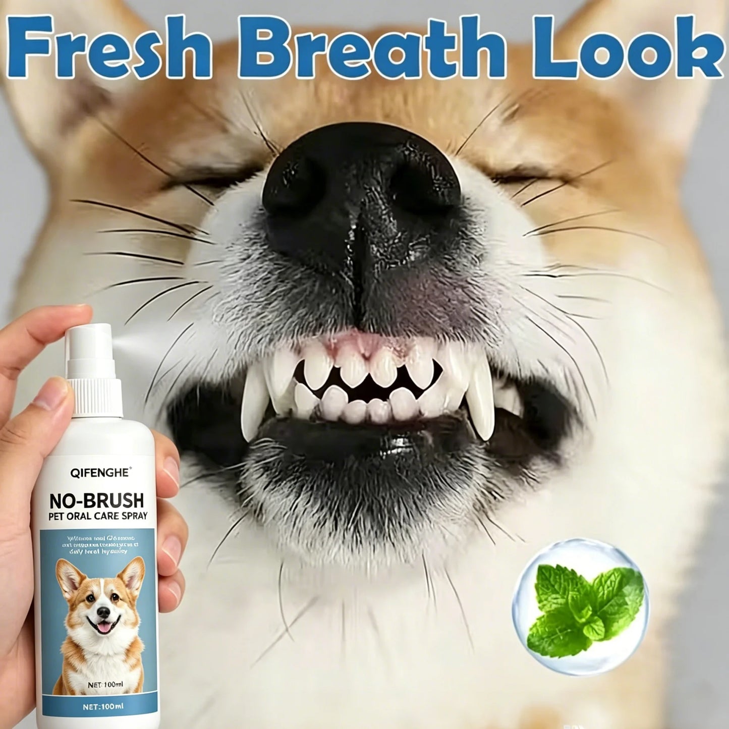 NO-BRUSH PET ORAL CARE SPRAY, No Brushing Needed Pet Breath Freshener, Gentle Oral Cleaner for  Cat Dog Daily Dental Care