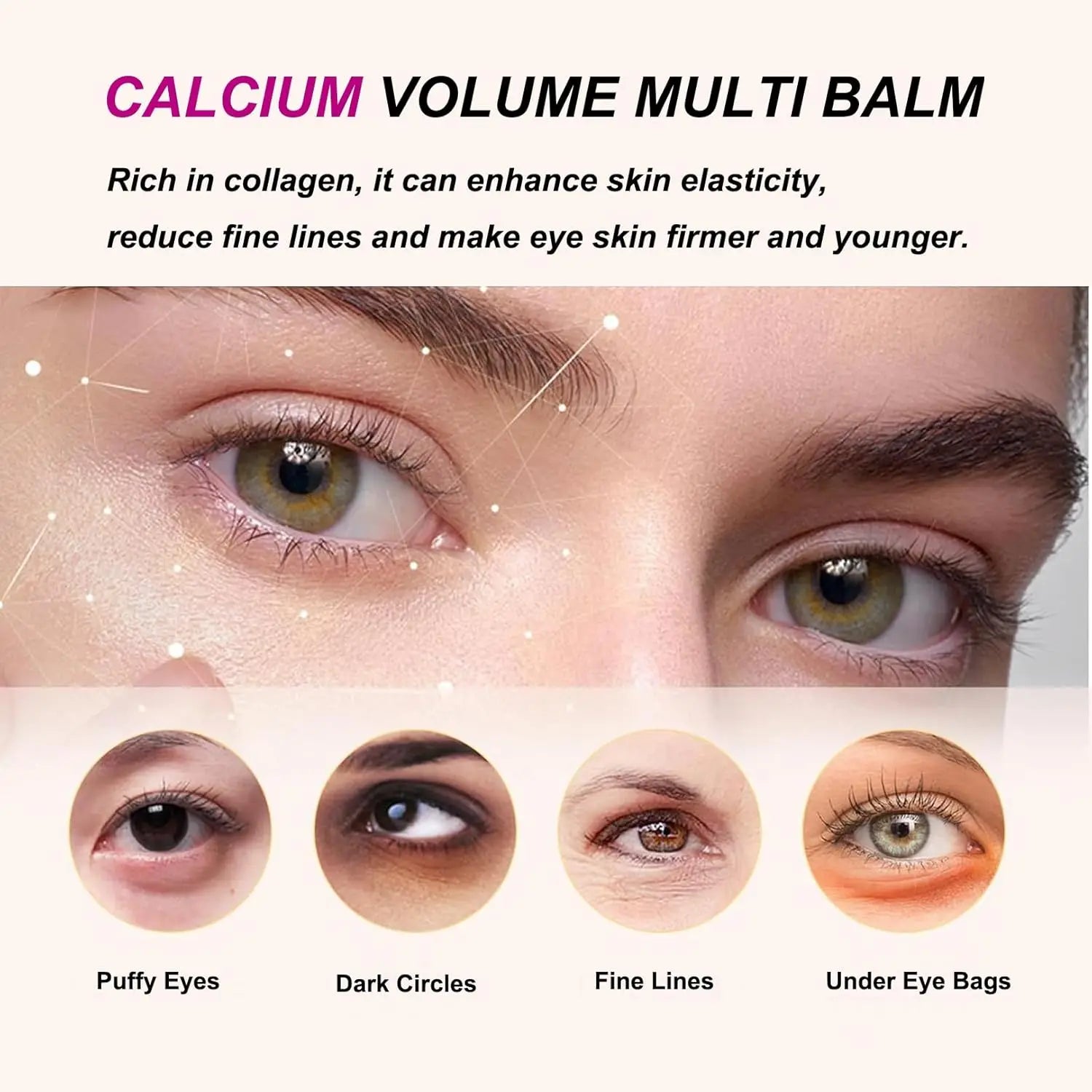 2pcs Calcium Volume Multi Balm Korean Skincare Stick,Face & Eye Cream,Collagen Deep Moisturizing Anti-Wrinkle for Pre Makeup