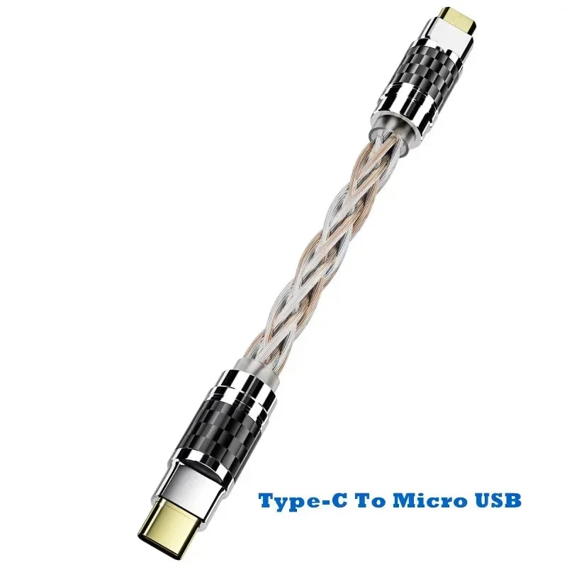 Hifi OTG Audio Converter Type C Micro USB Headphone Adapter 4N Pure Silver Wire Amplifier Sound Card USB C Data Cable Converters