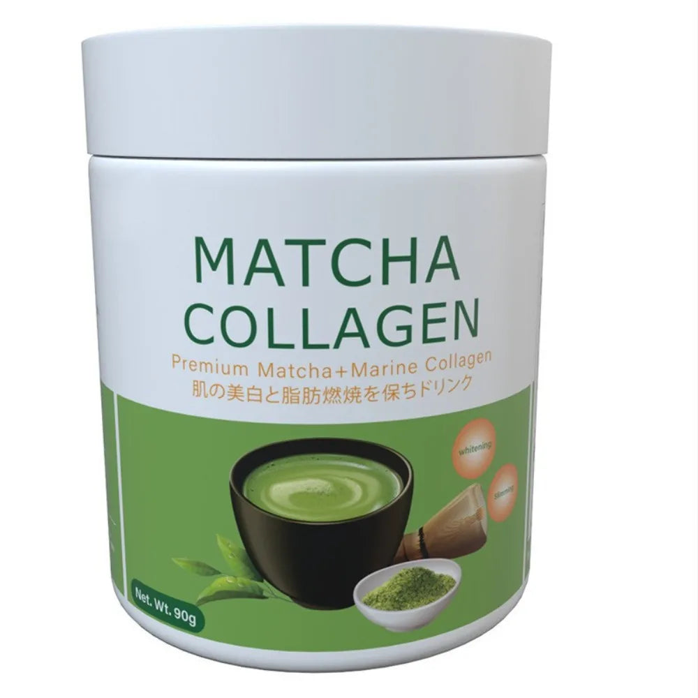 Matcha Collagen Powder 90g with Marine Collagen Green Tea Blend Daily Beauty Wellness Drink Mix for Hair Skin Nails Support