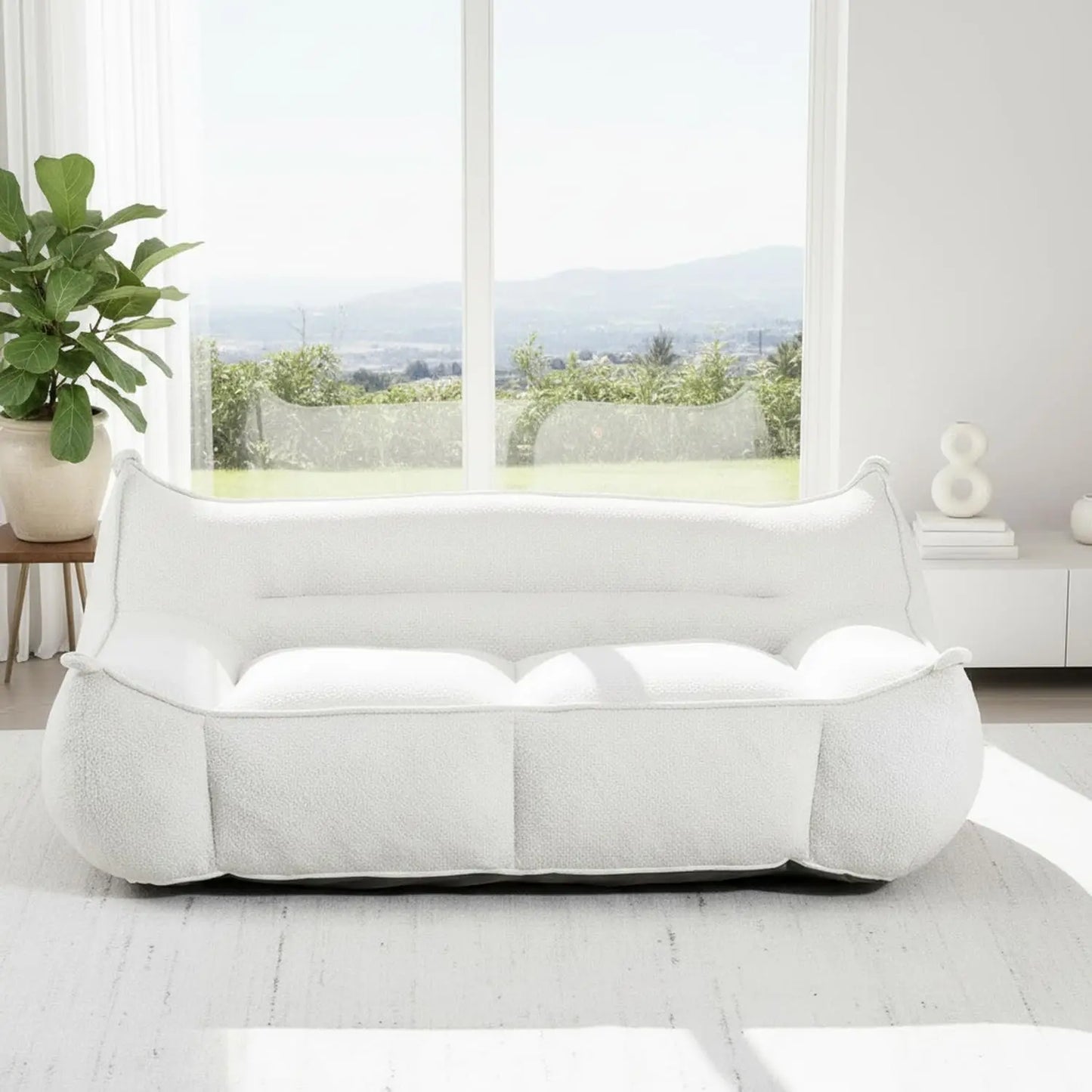 Giant Fluffy Bean Bag Chair with Armrest Ultra Soft Faux Fur Loveseat Floor Chair Living Room Bedroom Grey Customized
