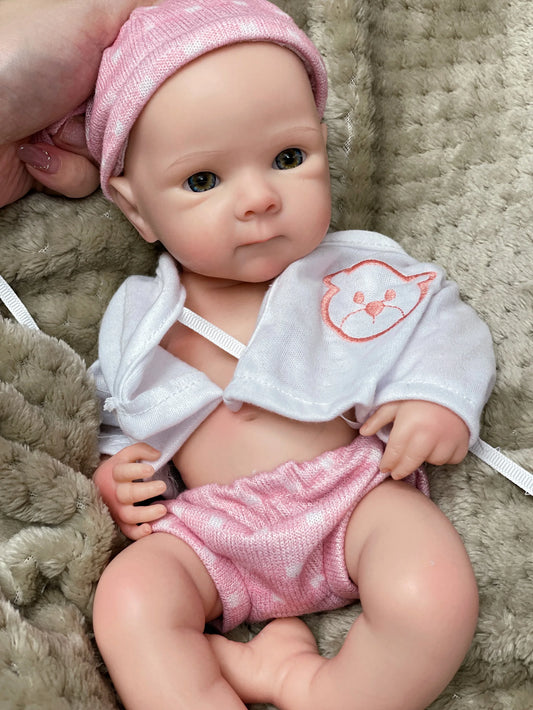 13Inch Cute Girl Bettie Reborn Dolls Open Mouth Whole Body Soft Solid Silicone Painted Reborn Baby Doll Toys Corpo De Silicone