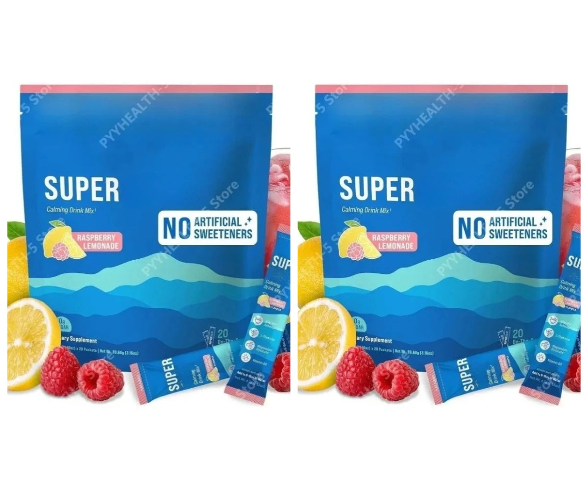 Powdered Drink Mix, Cortisol Reducer and Sleep Aid Supplement L Theanine Magnesium Glycinate, Vitamin D 3 No Sugar Non GMO 20 Ct