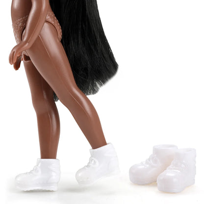 15cm BJD Dolls Shoes Multiple Movable Joints 1/12 3D Simulated Eye Dark Skin Hinge Doll Girl's DIY Dress Up Birthday Gifts Toys
