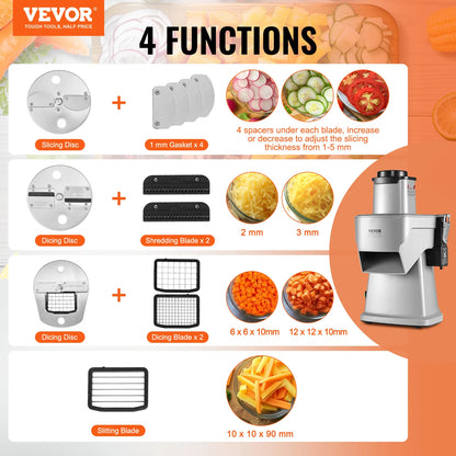 SucceBuy Electric Vegetable Slicer 4 in 1 Multifunctional Food Cutter 200W Vegetable Chopper Slicing Shredding Dicing Slitting - Merit Sell