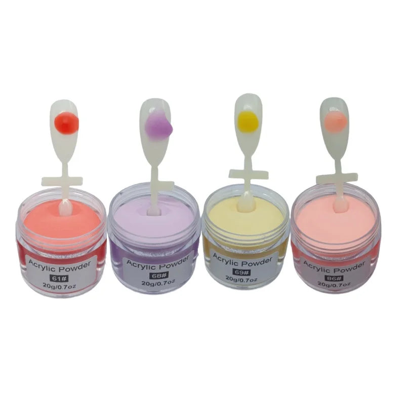 Acrylic Nail Powder Set: 4 Colors Clear Nude Pink White Acrylic Powder for Acrylic Nail Dipping Extension Carving