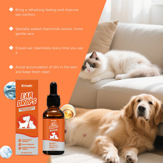 Dog Ear Care Drops Earwax Remover Relieve Itching Reduce Odor Anti-Fungals Dogs Cats Care Agent Gentle Pet Ear Cleaner Liquid - Merit Sell