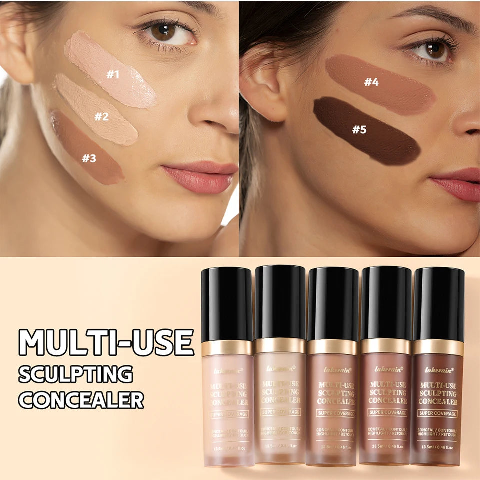 lakerain 5 color multipurpose concealer natural finish brighten skin tone cover dark circles concealer liquid