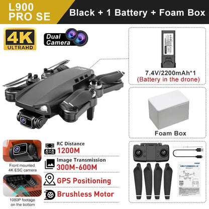 LYZRC L900 PRO SE Drone 4K Professional HD Dual Camera GPS Dron 5G WIFI FPV Foldable Quadcopter Brushless Motor RC Helicopter