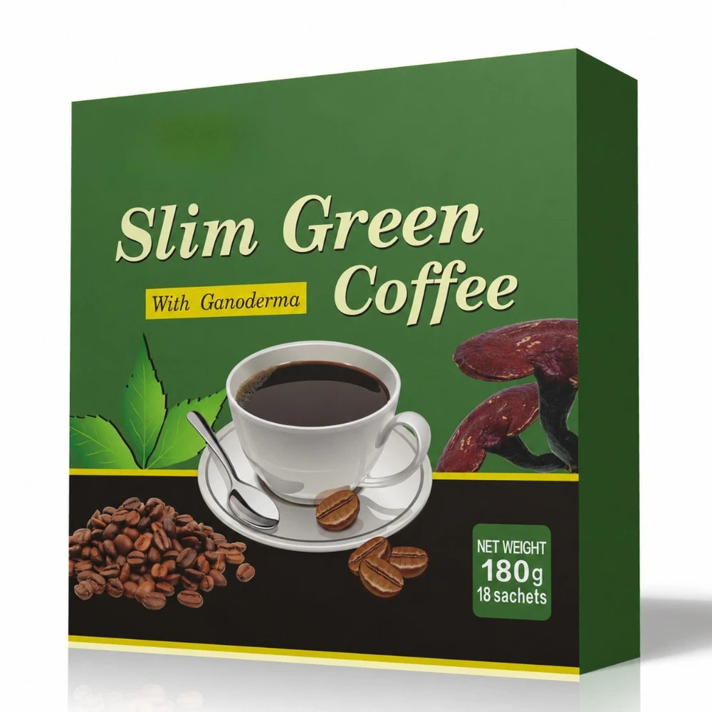 Slim Green Coffee Ganoderma Green Tea Extract L Carnitine Garcinia Ginseng Guarana Instant Coffee Supplement 18 Sachets 180g