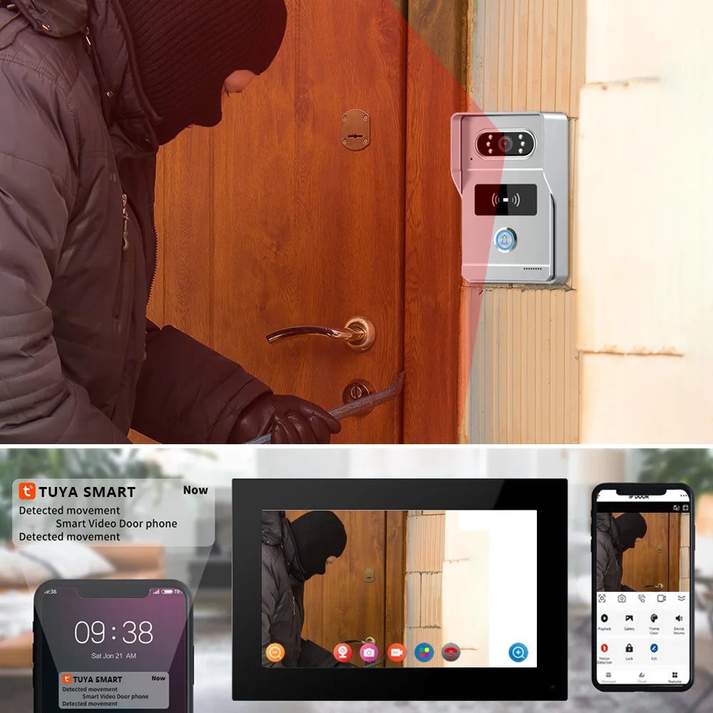 4 Wires support tuya app Wifi 1080P Video Intercom Video Door Phone 7'' Touch Monitor Video Doorbell Door Camera Security System