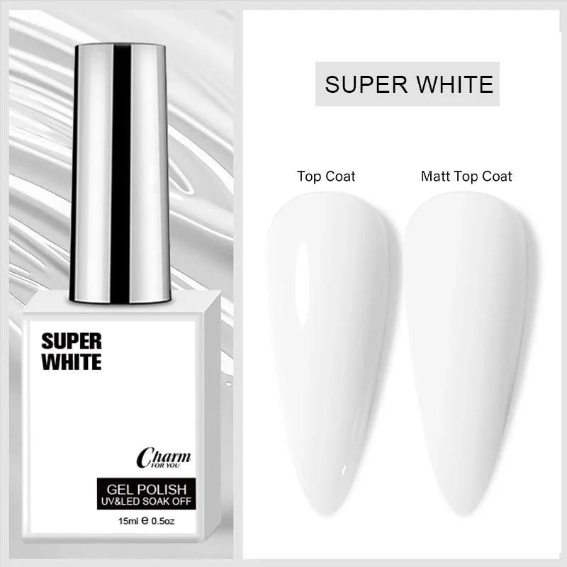 15ml Classic Gel Nail Polish, Vibrant Black, White Red Shades Varnish Easy Soak Off UV LED Nail Gel for Home Salon & DIY Nail Art