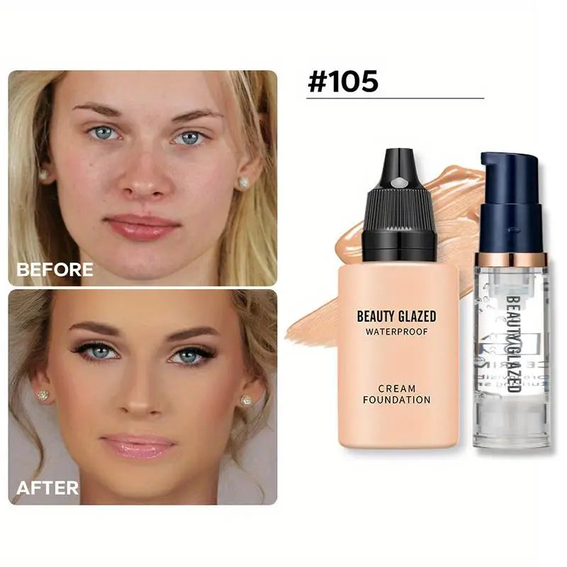 2Pcs Makeup Set Primer & Foundation Matte Velvet Waterproof Foundation Long Lasting Portable Makeup Travel Makeup Set