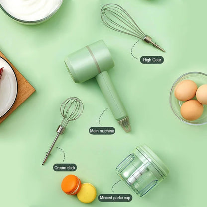 Wireless Portable Electric Food Mixer Hand Blender 3 Speeds High Power Dough Blender Egg Beater Baking Hand Mixer Kitchen Tools