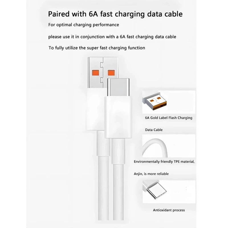 90w 6A Mobile Phone Charger Charging Head European And American Plug Adapter Fast Charging Head Suitable For Xiaomi Redmi