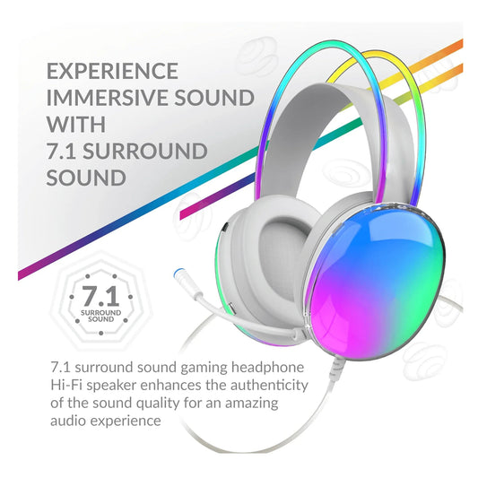 Pro-Wired On-Ear & Over-Ear Gaming Headset with Lights & Surround Sound for Gamers